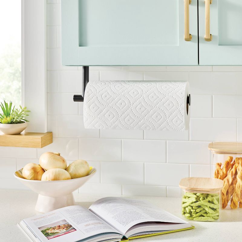 slide 2 of 3, Adhesive Under Cabinet Paper Towel Holder Black - Brightroom™, 1 ct