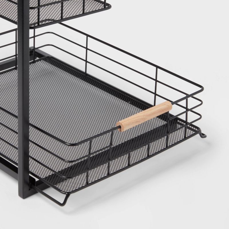 slide 3 of 3, Two Tiered Metal Under Kitchen Sink Storage Organizer Black - Brightroom™, 1 ct