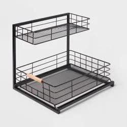 Two Tiered Metal Under Kitchen Sink Storage Organizer Black - Brightroom™