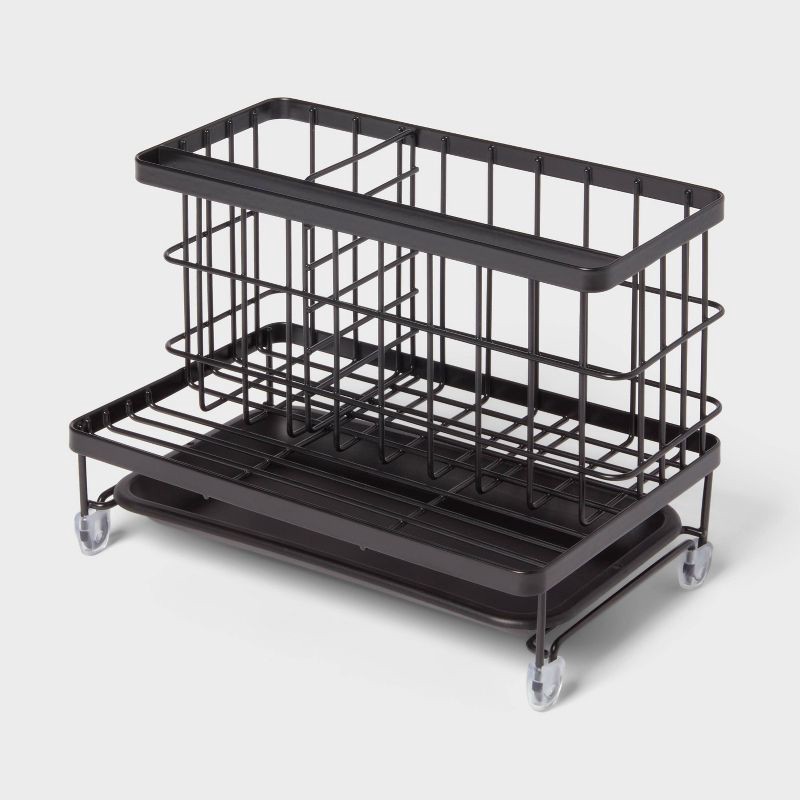 slide 1 of 3, Top of Kitchen Sink Sponge Brush and Caddy Organizer Black - Brightroom™, 1 ct