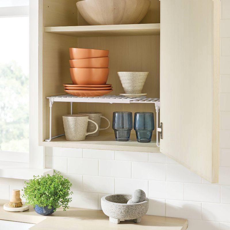 slide 2 of 3, Expandable Collapsible Wire Cabinet Shelf White - Brightroom™, 1 ct