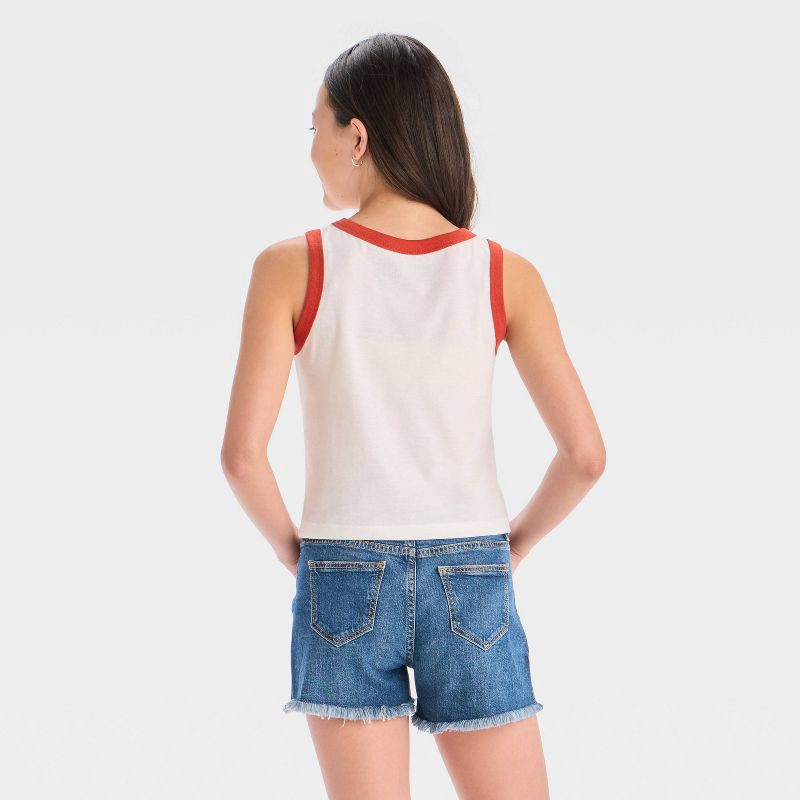 slide 3 of 4, Girls' Graphic Guns N' Roses Tank Top - White S: Cotton Polyester Blend, Scoopneck, Sleeveless, 1 ct
