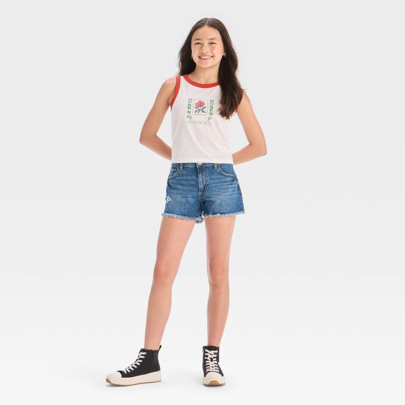slide 4 of 4, Girls' Graphic Guns N' Roses Tank Top - White S: Cotton Polyester Blend, Scoopneck, Sleeveless, 1 ct
