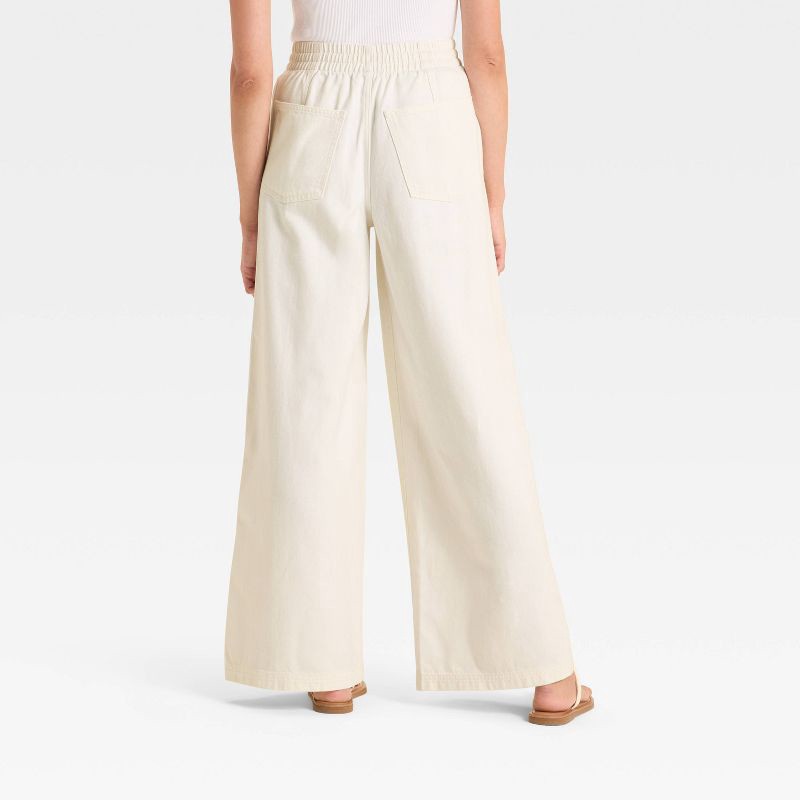 slide 2 of 3, Women's High-Rise Drawstring Wide Leg Relaxed Fit Beach Pants - Universal Thread™ White S, 1 ct