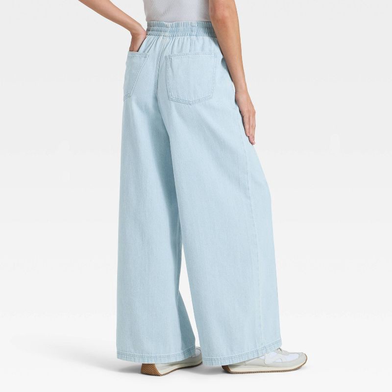 slide 2 of 3, Women's High-Rise Drawstring Wide Leg Relaxed Fit Beach Pants - Universal Thread™ Blue S, 1 ct