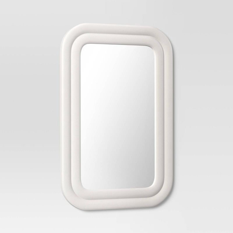 slide 3 of 4, 24"x36" Textured Wall Mirror White - Threshold™, 1 ct