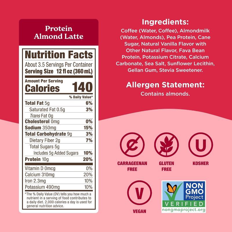 slide 6 of 9, Califia Farms Protein Almond Latte - 40 fl oz, 40 fl oz