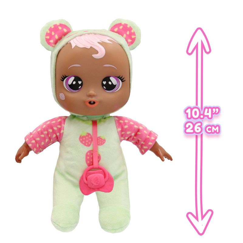slide 4 of 8, Cry Babies Meal Time Mindy: Articulated Baby Doll with Pink Hair, Purple Eyes, Plastic Material, 1 ct