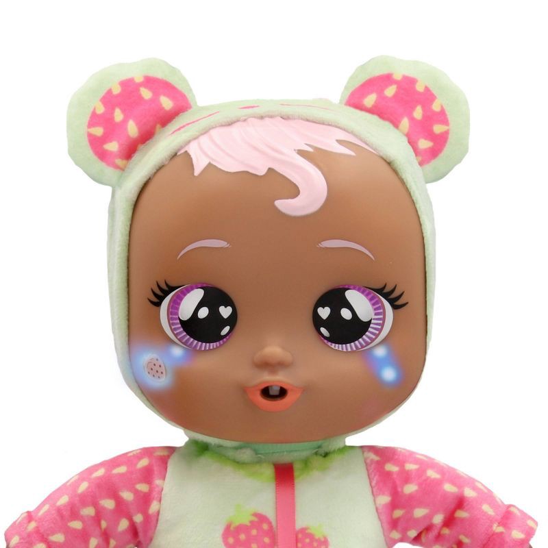 slide 5 of 8, Cry Babies Meal Time Mindy: Articulated Baby Doll with Pink Hair, Purple Eyes, Plastic Material, 1 ct