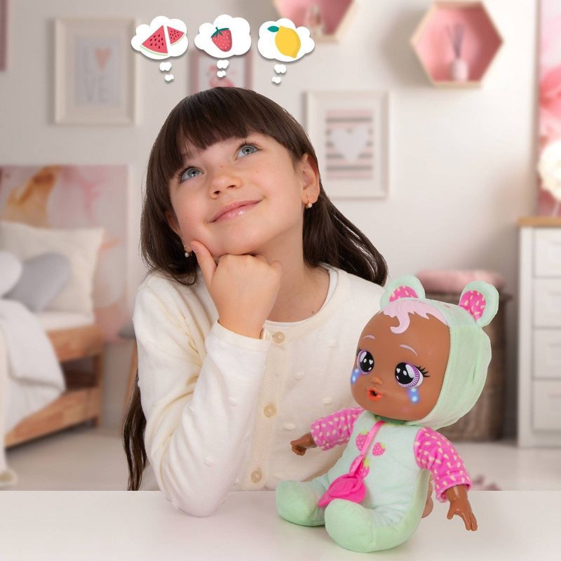 slide 6 of 8, Cry Babies Meal Time Mindy: Articulated Baby Doll with Pink Hair, Purple Eyes, Plastic Material, 1 ct