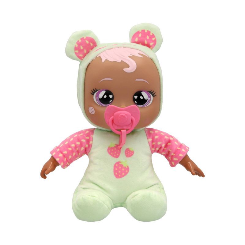 slide 8 of 8, Cry Babies Meal Time Mindy: Articulated Baby Doll with Pink Hair, Purple Eyes, Plastic Material, 1 ct