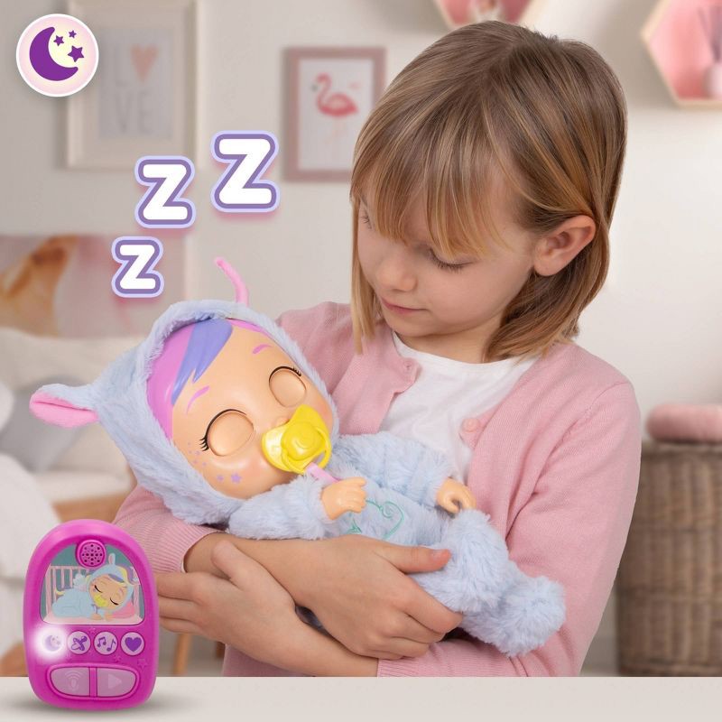 slide 8 of 8, Cry Babies Sleep Routine Jenna: Articulated Plastic Baby Doll with Straight Hair and Purple Eyes, 1 ct