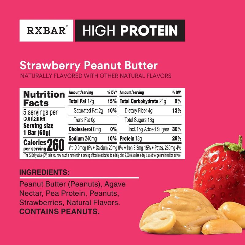 slide 7 of 11, RXBAR High Protein Bars Strawberry Peanut Butter - 10.5oz/5ct, 5 ct; 10.5 oz