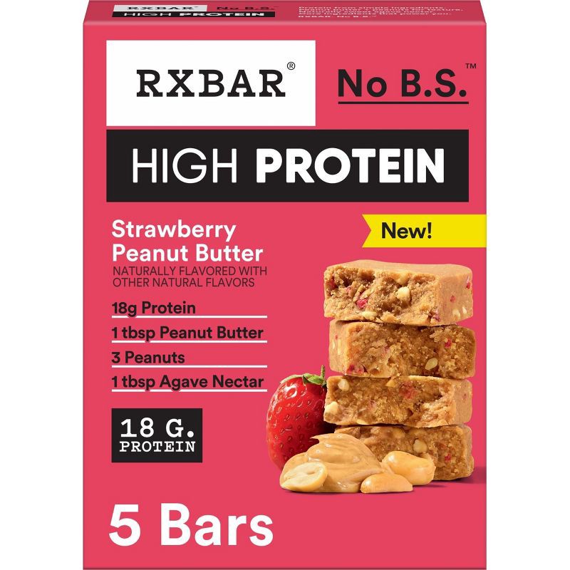 slide 1 of 11, RXBAR High Protein Bars Strawberry Peanut Butter - 10.5oz/5ct, 5 ct; 10.5 oz