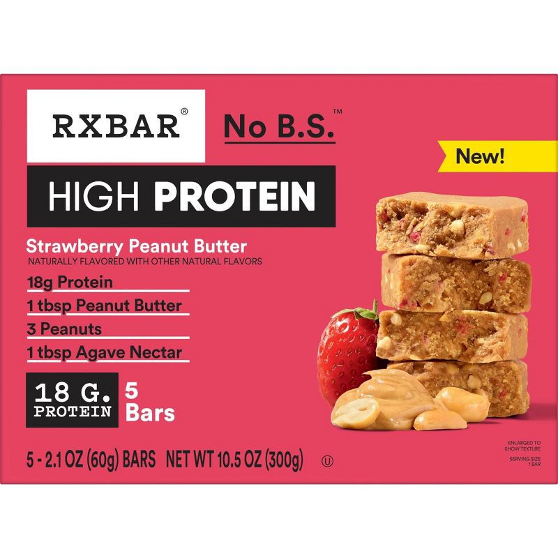 slide 11 of 11, RXBAR High Protein Bars Strawberry Peanut Butter - 10.5oz/5ct, 5 ct; 10.5 oz
