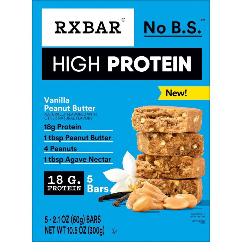 slide 9 of 10, RXBAR High Protein Bars Vanilla Peanut Butter - 10.5oz/5ct, 5 ct; 10.5 oz