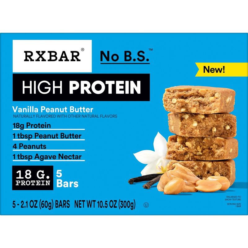 slide 10 of 10, RXBAR High Protein Bars Vanilla Peanut Butter - 10.5oz/5ct, 5 ct; 10.5 oz