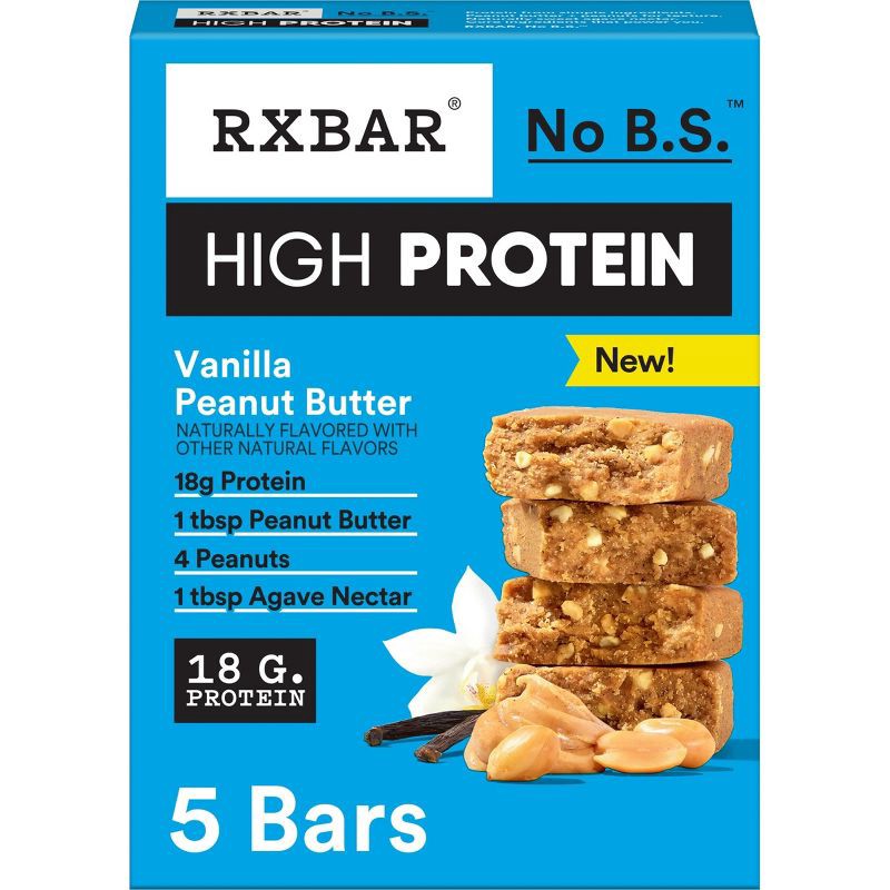slide 1 of 10, RXBAR High Protein Bars Vanilla Peanut Butter - 10.5oz/5ct, 5 ct; 10.5 oz
