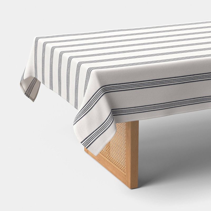 slide 1 of 3, 104"x60" Tablecloth Navy Striped - Threshold™, 1 ct
