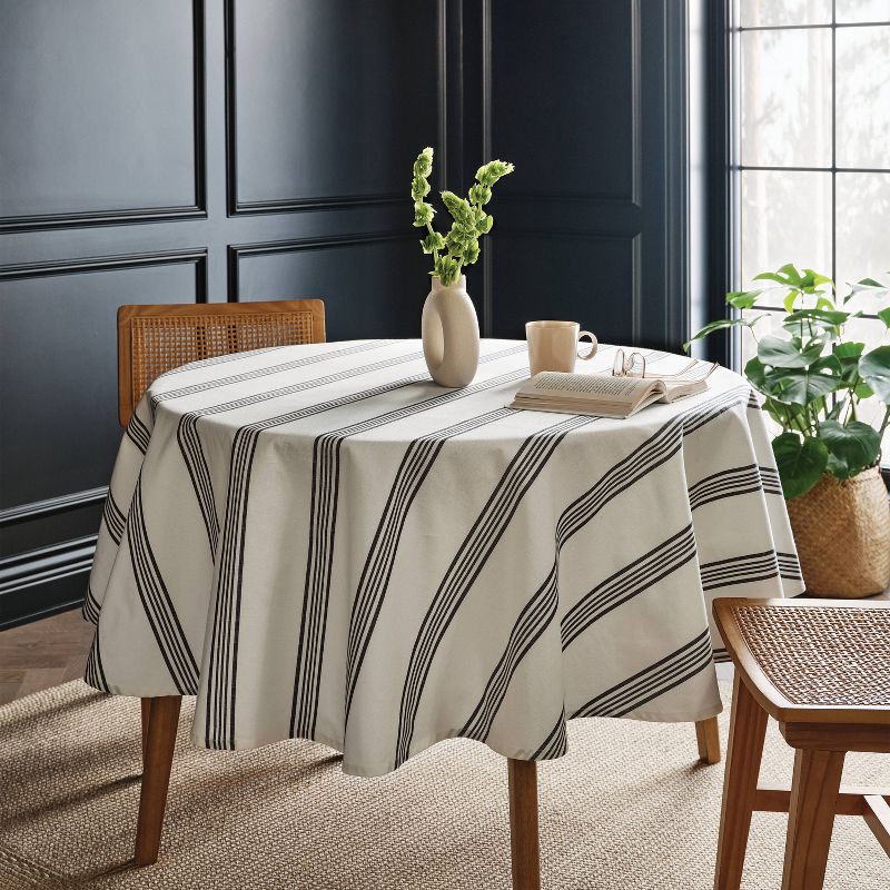 slide 2 of 3, 70"x70" Tablecloth Navy Striped - Threshold™, 1 ct