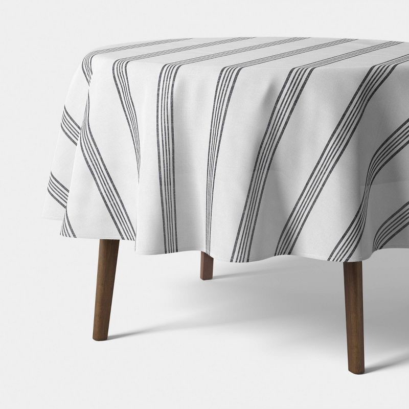 slide 1 of 3, 70"x70" Tablecloth Navy Striped - Threshold™, 1 ct