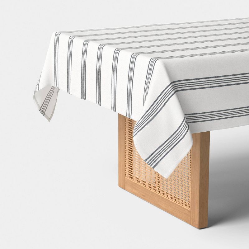 slide 1 of 3, 120"x60" Tablecloth Navy Striped - Threshold™, 1 ct
