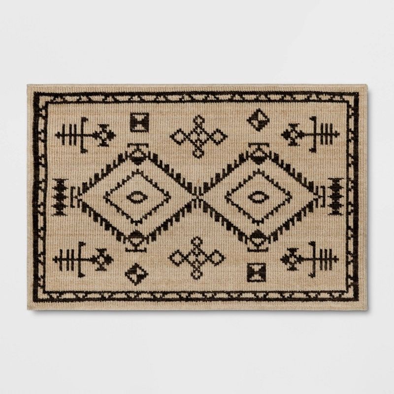 slide 1 of 4, 2'x3' Woven Accent Rug Black/Tan - Threshold™, 1 ct