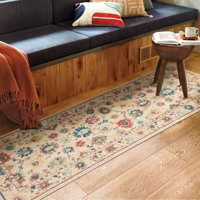 slide 2 of 4, 28"x84" Floral Persian Runner Rug Ivory - Threshold™, 1 ct