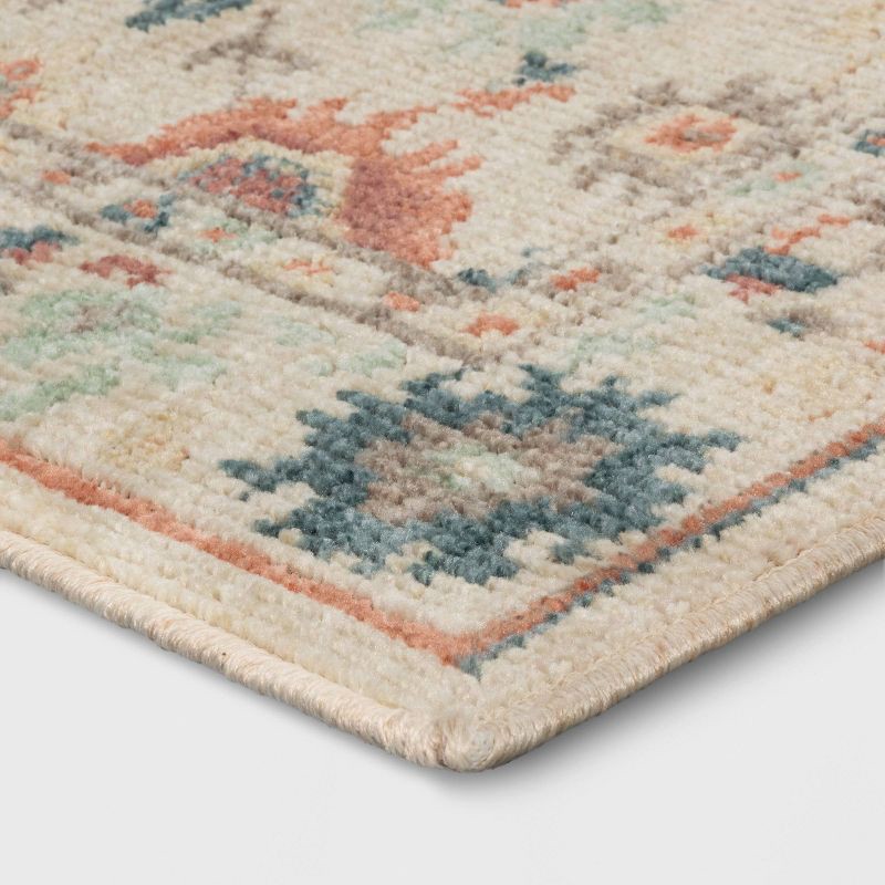 slide 3 of 4, 28"x84" Floral Persian Runner Rug Ivory - Threshold™, 1 ct