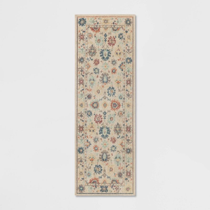 slide 1 of 4, 28"x84" Floral Persian Runner Rug Ivory - Threshold™, 1 ct