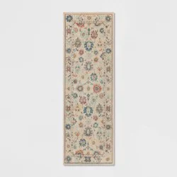 28&quot;x84&quot; Floral Persian Runner Rug Ivory - Threshold™