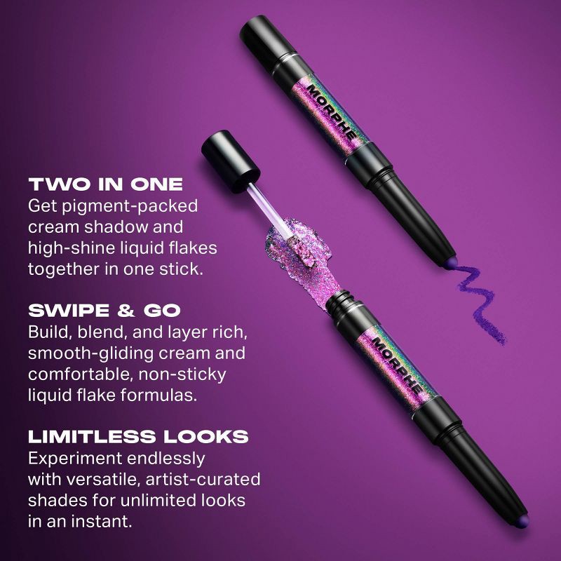 slide 8 of 10, Morphe Mixed Signals Dual-Ended Cream & Liquid Shadow Stick - Flirtatious/Faithful - 0.028oz - Ulta Beauty, 0.028 oz