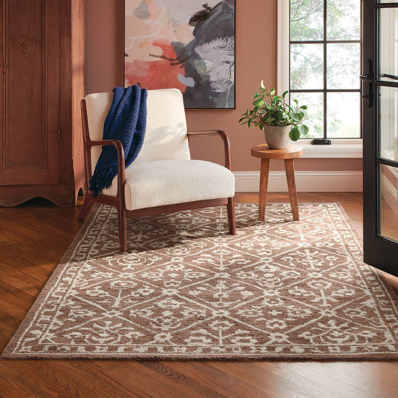 slide 2 of 4, 5'x7' Tile Knitted Area Rug Dark Brown - Threshold™, 1 ct