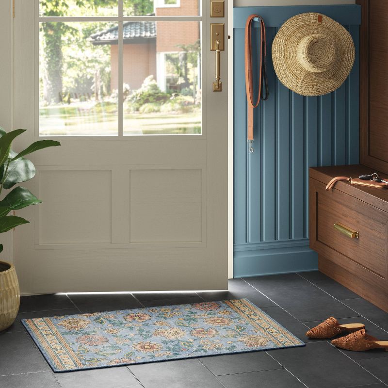 slide 2 of 4, 2'x3' Laurel Comfort Mat Accent Rug Blue - Threshold™, 1 ct