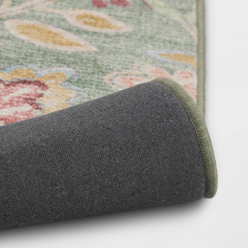 slide 4 of 4, 28"x84" Floral Memory Foam Runner Rug Sage Green - Threshold™, 1 ct