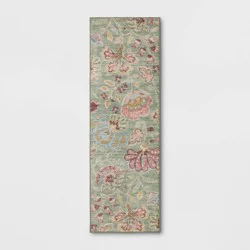 28"x84" Floral Memory Foam Runner Rug Sage Green - Threshold™