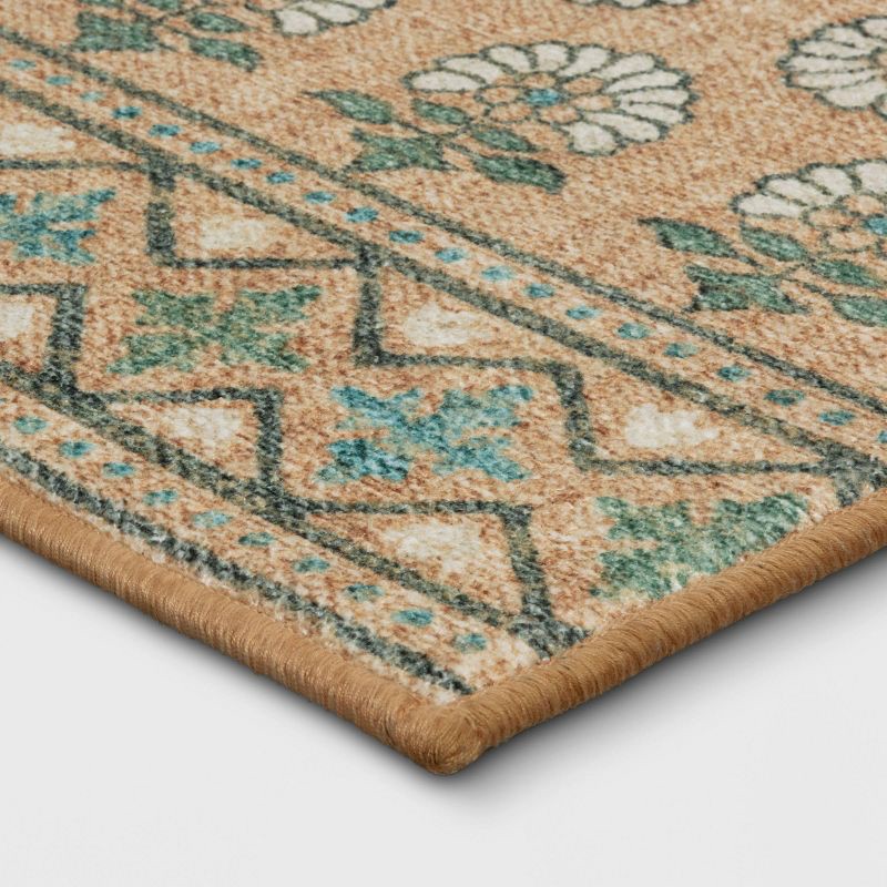 slide 3 of 4, 28"x84" Floral Block Memory Foam Runner Rug Yellow - Threshold™, 1 ct