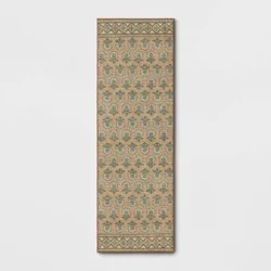 28"x84" Floral Block Memory Foam Runner Rug Yellow - Threshold™