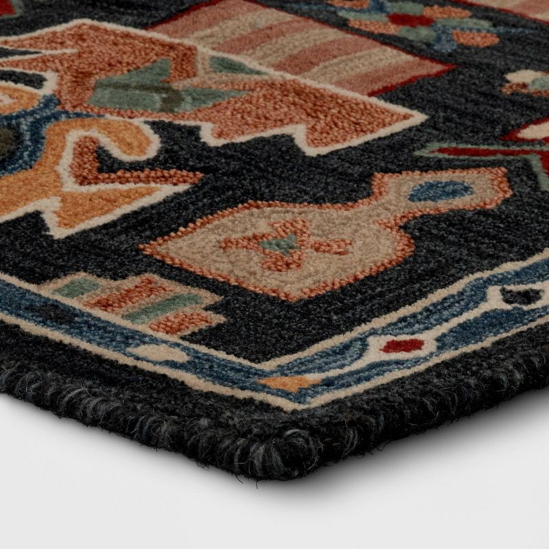 slide 3 of 4, 2'x3' Global Wool Accent Rug Blue - Threshold™, 1 ct