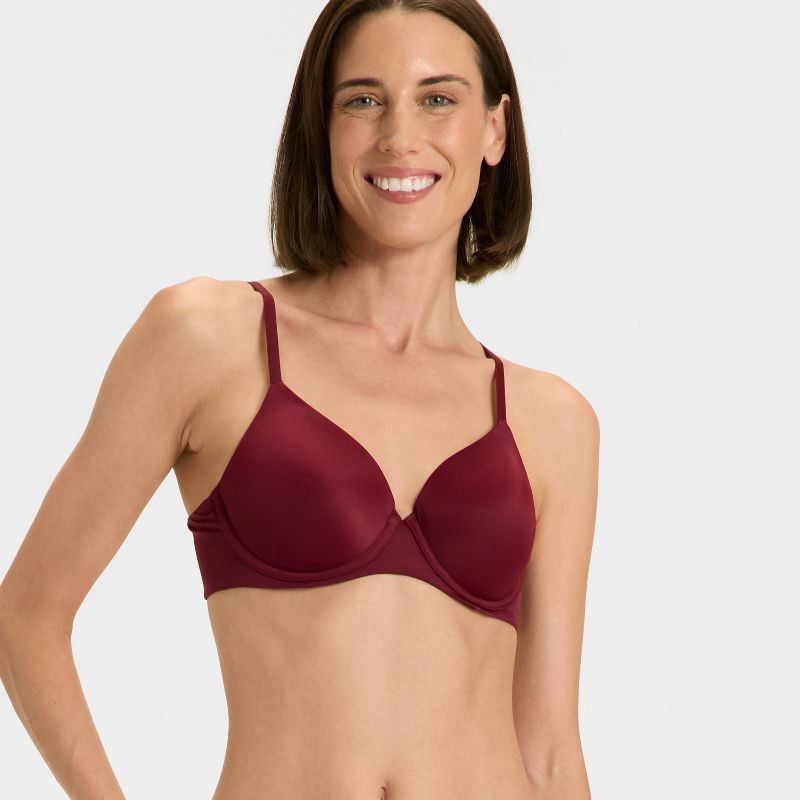 slide 1 of 6, Women's Lightly Lined Full Coverage Bra - Auden™ Berry Red 36B, 1 ct