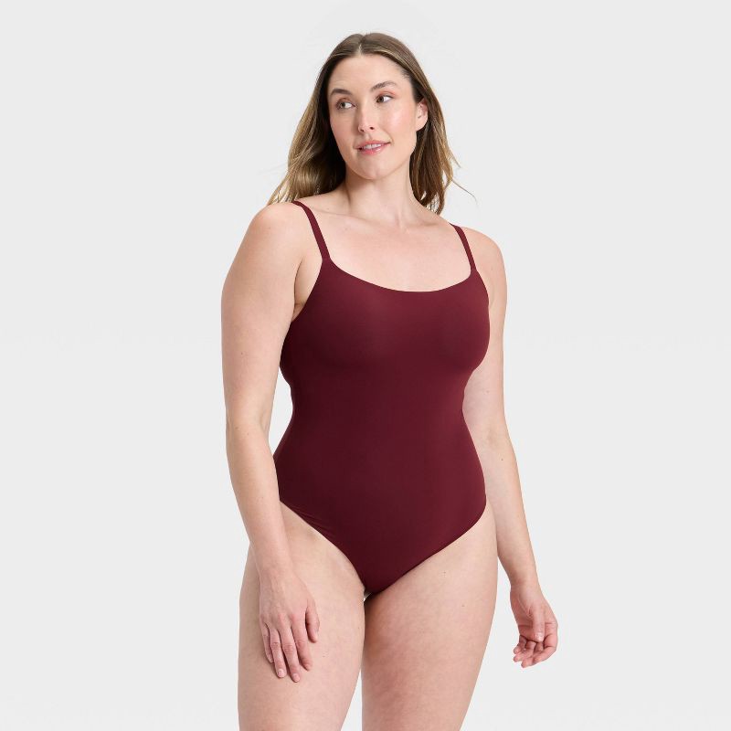 slide 4 of 5, Women's Luxury Collection Luxe Stretch Lightly Lined Cami Bodysuit - Auden™ Berry Red S, 1 ct