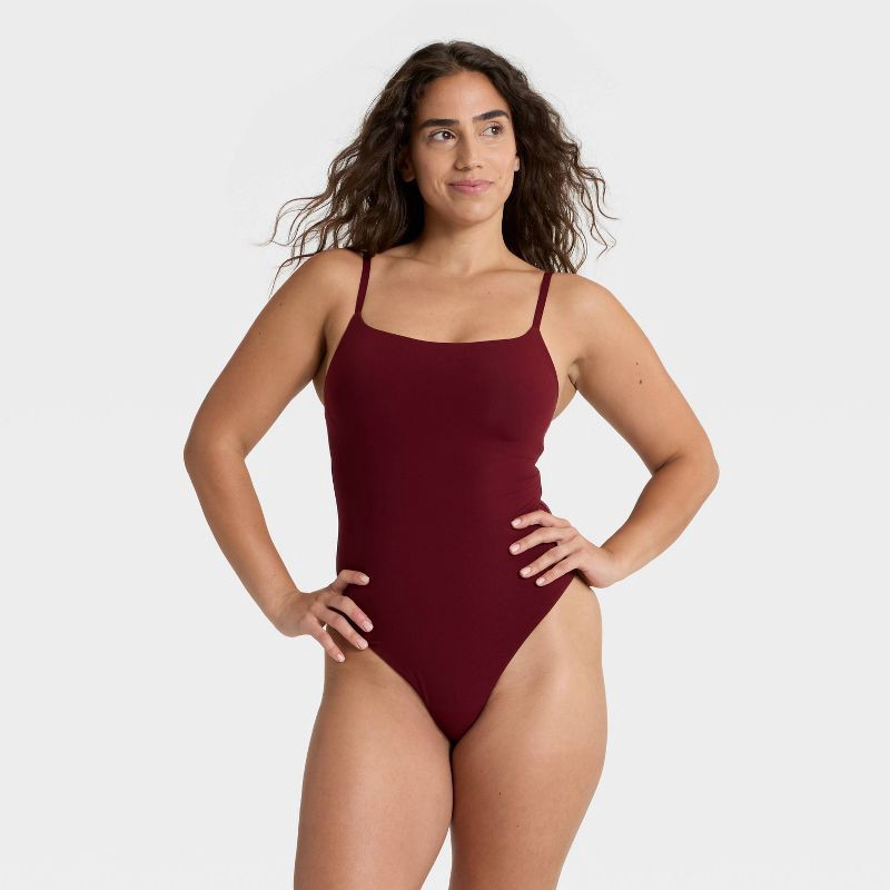 slide 1 of 5, Women's Luxury Collection Luxe Stretch Lightly Lined Cami Bodysuit - Auden™ Berry Red L, 1 ct