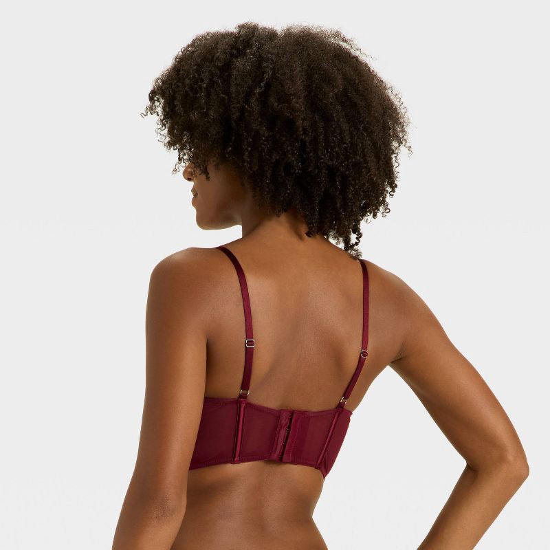 slide 2 of 5, Women's Satin Lightly Lined Lingerie Corset - Auden™ Berry Red S, 1 ct