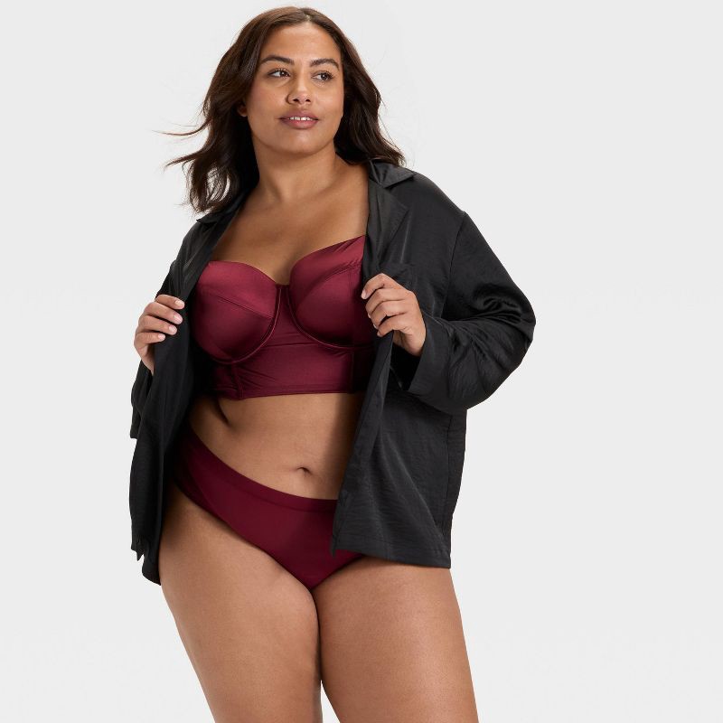 slide 3 of 3, Women's Satin Lightly Lined Lingerie Corset - Auden™ Berry Red XXL, 1 ct