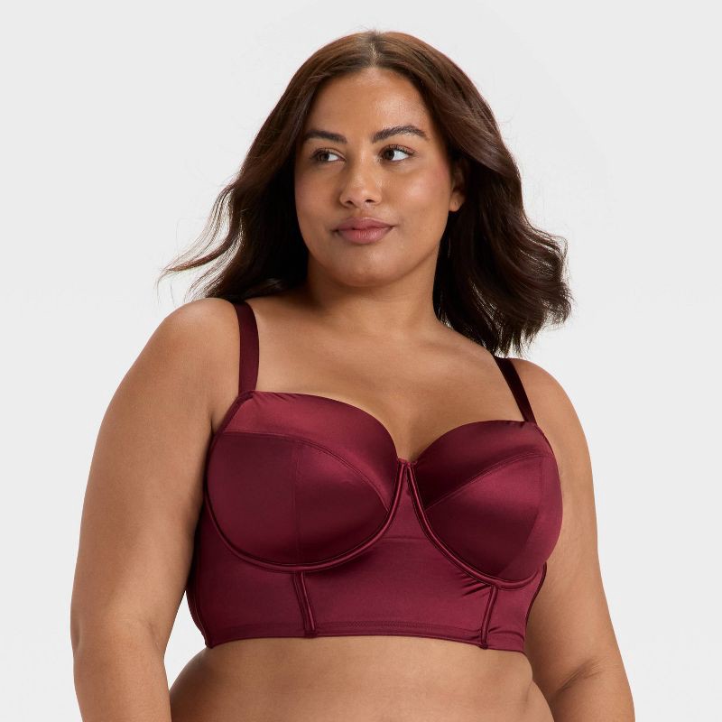 slide 1 of 3, Women's Satin Lightly Lined Lingerie Corset - Auden™ Berry Red XXL, 1 ct