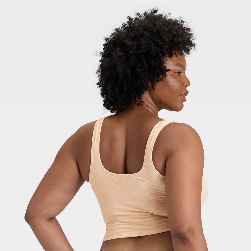 slide 5 of 5, Women's Modal Blend Cropped Tank Top - Auden™ Oatmeal S, 1 ct