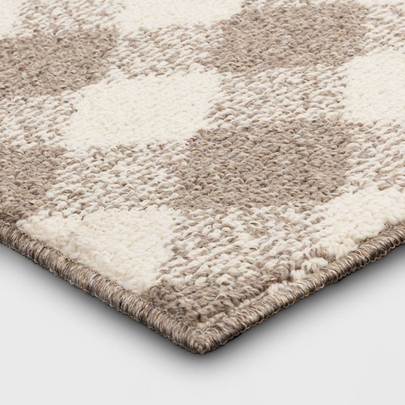 slide 3 of 4, 2'x3' Gingham Washable Accent Rug Heathered Gray/Ivory - Threshold™, 1 ct