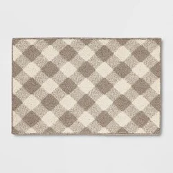 2'x3' Gingham Washable Accent Rug Heathered Gray/Ivory - Threshold™