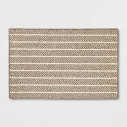2'x3' Washable Striped Accent Rug Heathered Gray/Brown Almond - Threshold™