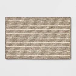 2'x3' Washable Striped Accent Rug Heathered Gray/Brown Almond - Threshold™
